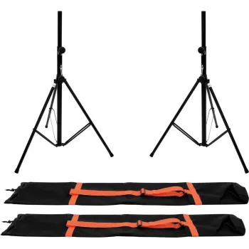 Speaker stand set Omnitronic BS-2 EU 2x with carry bags – pair of tripod stands for PA speakers