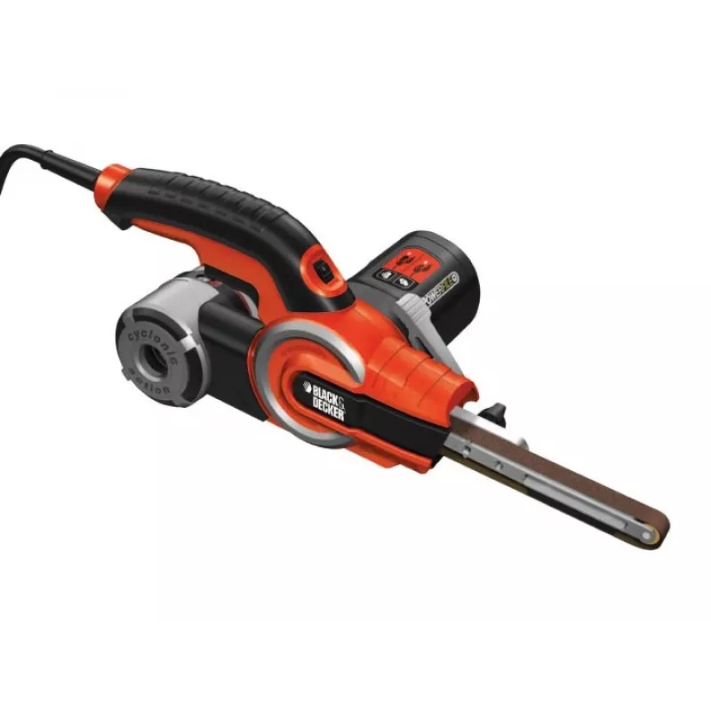 Belt sander Black & Decker KA902EK — 400 W, adjustable speed, sanding plate 451×13 mm, 230 V, 3 m cable, with carrying case
