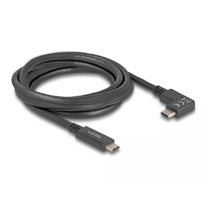 DeLOCK USB Cable USB Type-C male to USB Type-C male angled 2m 5Gbps 4K PD 60W