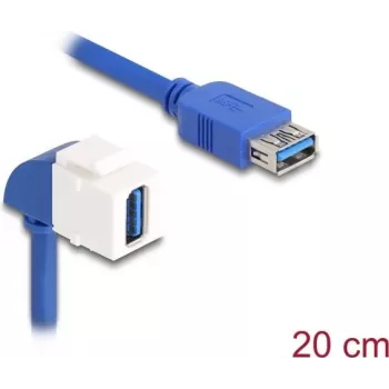 DeLOCK Keystone Module Cable USB 5 Gbps Type-A female to female 90° angled 20 cm blue