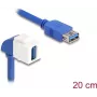 DeLOCK Keystone Module Cable USB 5 Gbps Type-A female to female 90° angled 20 cm blue