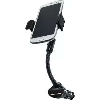 Logilink Car Charger with Holder - Power Supply - car - 15.5 Watt - 3.1 A - 2 Output Ports (USB) (PA0121)