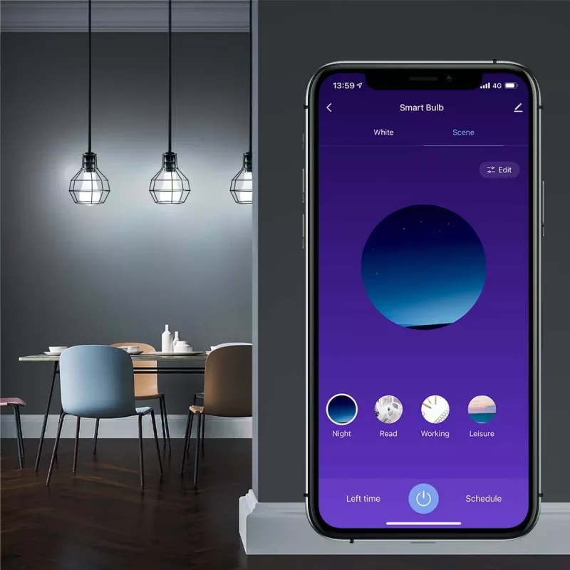 Smart WiFi Bulb Tellur TLL331341 9W RGB Dimmer — Wi‑Fi RGB LED 9W, dimmable
