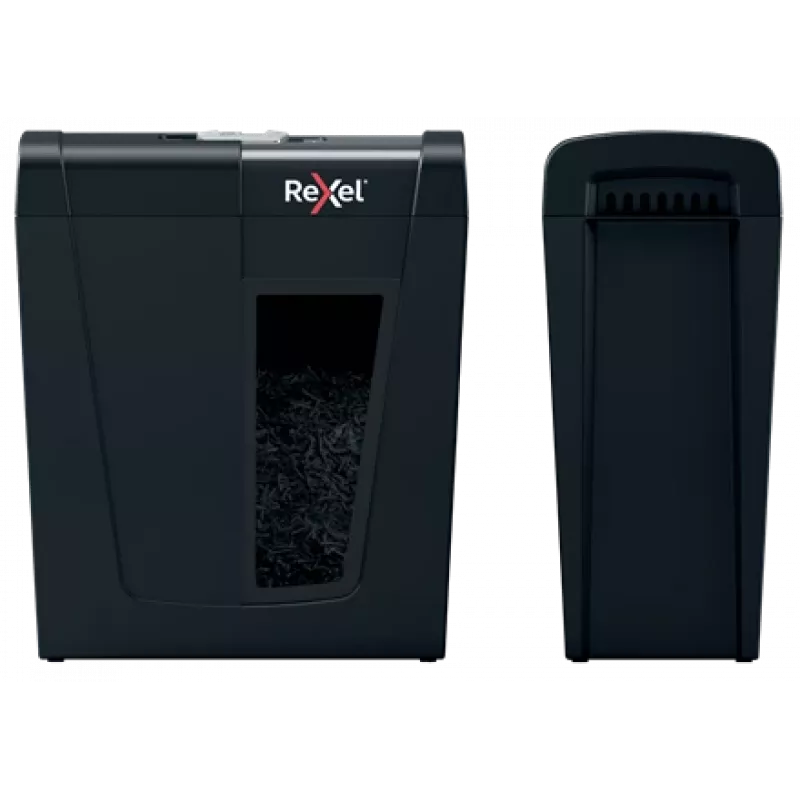 Paper shredder REXEL Secure X8 — cross-cut P-4, 4x40 mm, 8-sheet capacity, 14 L bin, black