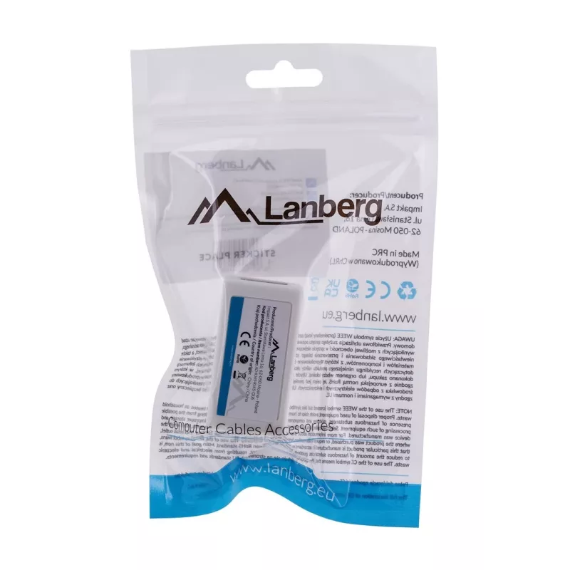 Network splitter LANBERG AD-RJ45-RJ45-OU6 — white RJ-45 1 input to 1 output
