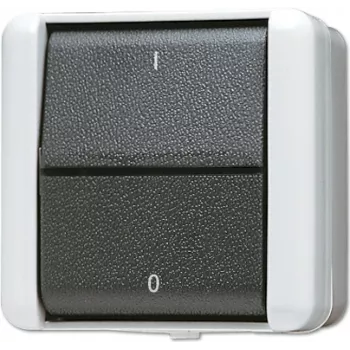 JUNG 802 W - Rocker Switch - 2P - Wired - Black - White - Thermoplast - IP44