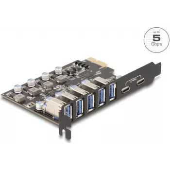 DELOCK PCI Express x1 card 90346 — 5 Gbps, 5x external ports