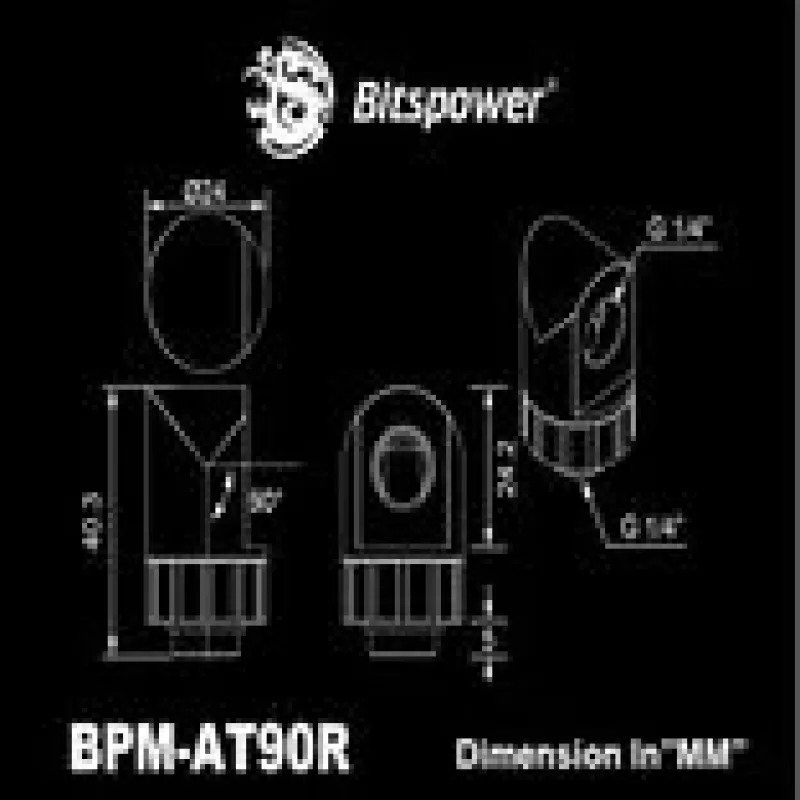 90° Rotary Tube Fitting BitsPower Artemis — platinium gray, model BPM-AT90R-PG