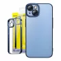 Protective case and tempered glass set Baseus for iPhone 14 Plus — Glitter transparent blue