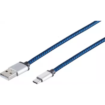 USB Cable S/CONN 14-50021 USB 2.0 0.9m USB A USB C Blue