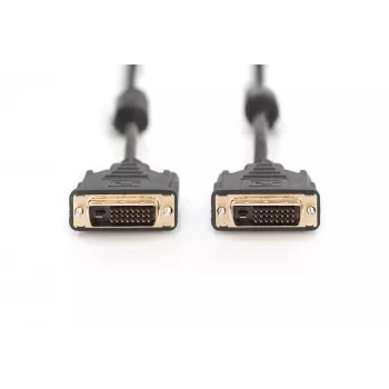 DIGITUS - DVI-Cable - Dual Link - DVI-D (M) - DVI-D (M) - 5,0m - Moulded, Thumbscrews - Black (AK-320101-050-S)