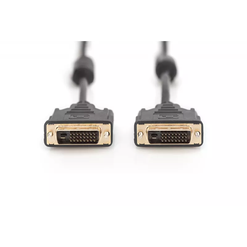 DIGITUS - DVI-Cable - Dual Link - DVI-D (M) - DVI-D (M) - 5,0m - Moulded, Thumbscrews - Black (AK-320101-050-S)
