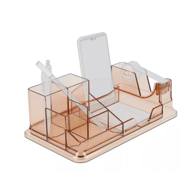 Desk Organizer DeLOCK 18341 Transparent Brown Plastic 145x250x85mm