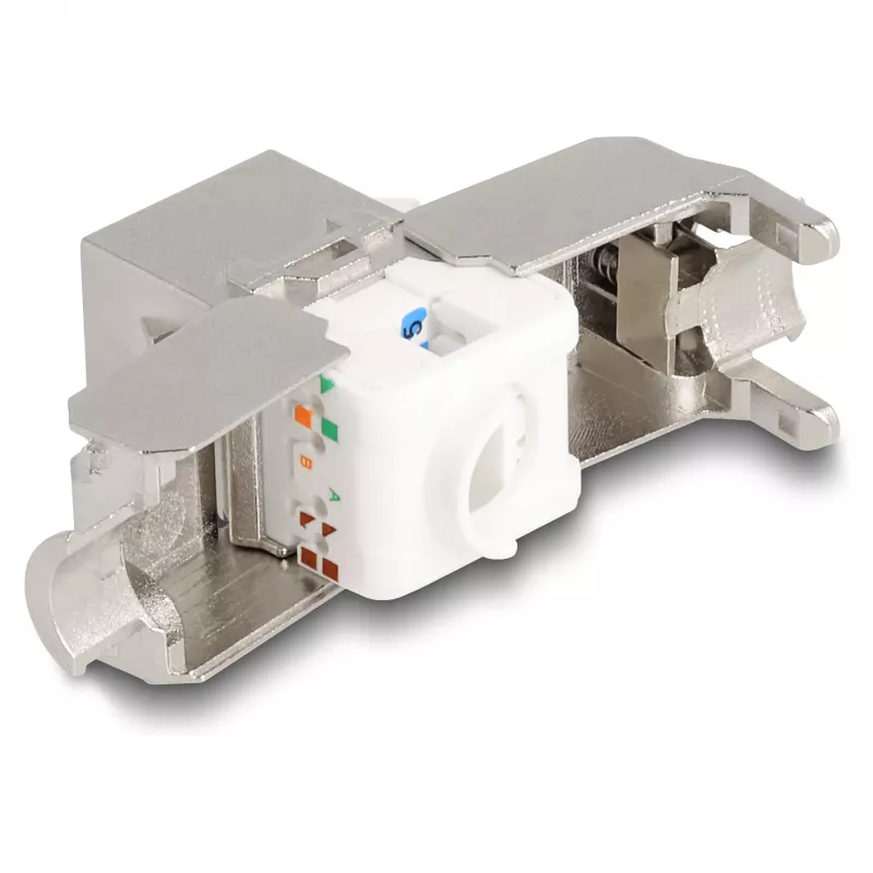 DeLOCK Keystone Module RJ45 jack to LSA Cat.6A with LED Silver White