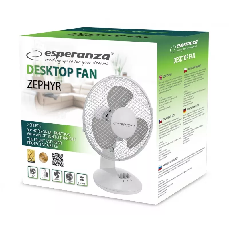 Desktop fan 9 Esperanza EHF004WE ZEPHYR White-Gray