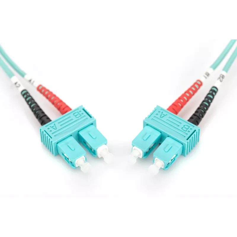 DIGITUS Professional - Patch-Cable - SC multi-mode (M) to SC multi-mode (M) - 2 m - Fibre Optic - 50/125 micrometre - OM3 - Halogen-Free - aquamarine