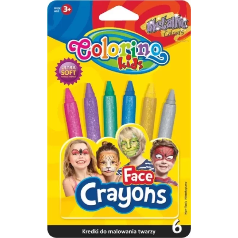 Face crayons colorino model 65917PTR — set of 6 metallic colors for face painting