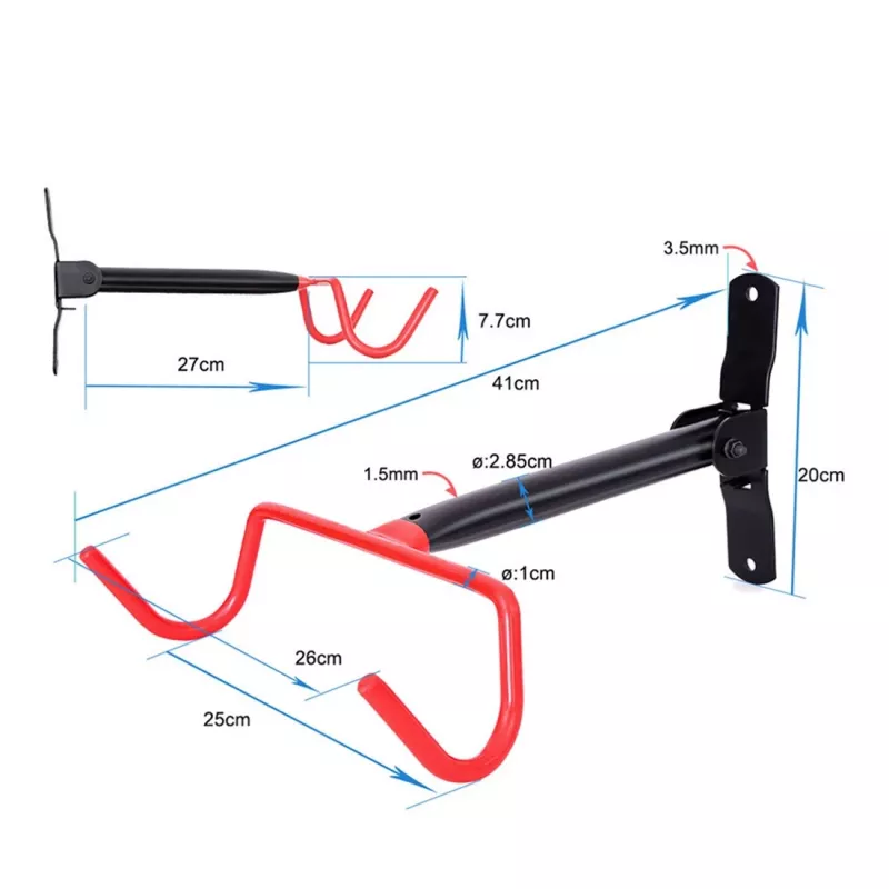 Wall-mounted bicycle rack MACLEAN MC-430, horizontal mount, holds up to 30 kg, black