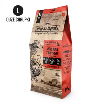 Dry dog food wiejskazagroda Beef with Turkey L 20 kg — adult large breeds, 31% protein, 20% fat