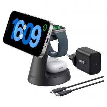 3-in-1 Wireless Charging Station Anker MagGo B25M4G11 — dock stand for iPhone, AirPods and Apple Watch