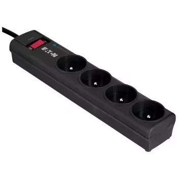 Surge protector strip EATON Power Strip 4 FR — 4 Type E outlets, 1 m cable, 10 A, 2500 W, LED indicators
