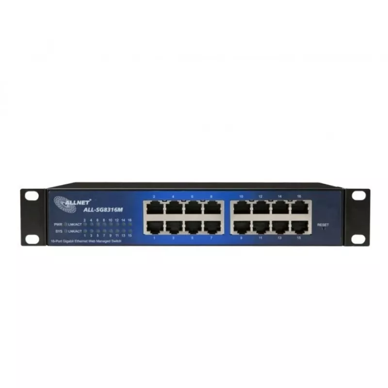 Managed Switch ALLNET 112534 L2 Gigabit Ethernet 16 Ports 19U Black