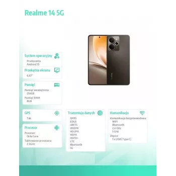 Smartphone realme 14 5G 6.67 inch 8 GB 256 GB Titanium