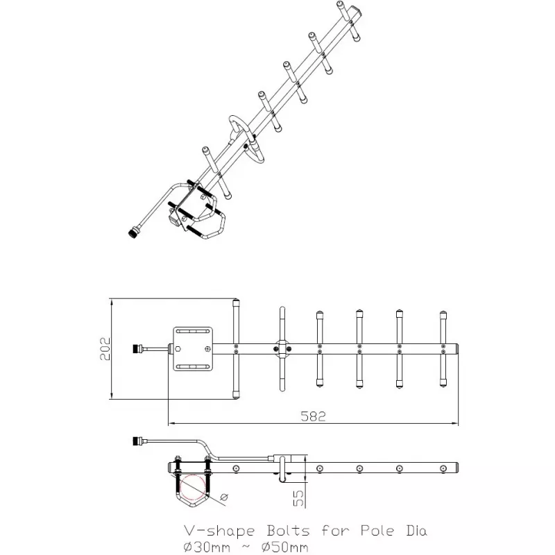 Directional Yagi Antenna ALLNET ANT-868-10dbi-Yagi 868 MHz, 10 dBi, N-female