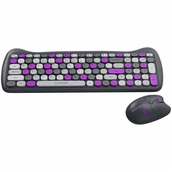 Wireless keyboard and mouse set CANYON HSET-W6 Kitty Edition – violet