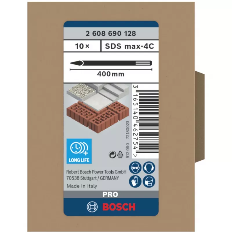 Rotary hammer chisel attachment Bosch 2 608 690 128 400 mm 10 pcs