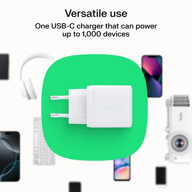Power adapter Green Cell PowerSource Solo30 30W White — USB-C charger, 30W output
