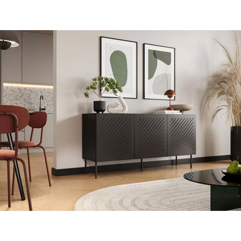 SIENA chest of drawers 150.5x40x75 matte black