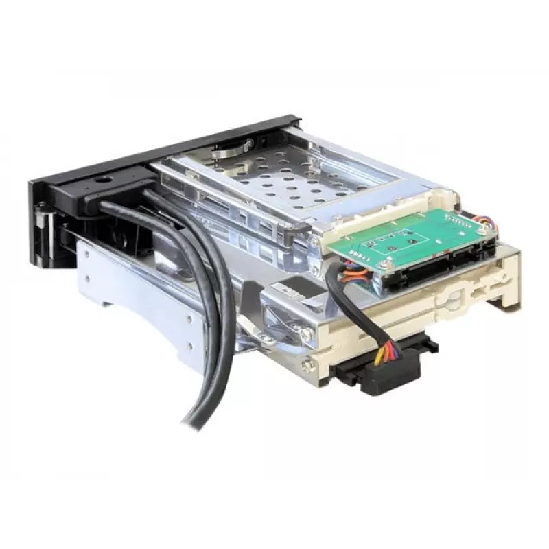 DeLOCK 5,25 Mobile Rack for 1 x 2,5 + 1 x 3,5 SATA HDD + 2 x USB3.0 Ports - mobile Memory-Rack - 6,4 cm, 8,9 cm (2.5, 8,90cm (3.5)) (47209)