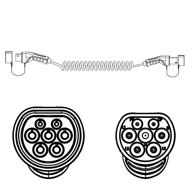 Electric vehicle charging cable ROLINE Type 2–Type 2 5 m, 7.4 kW, 32 A, 250 V (ROLINE 19.08.0035)