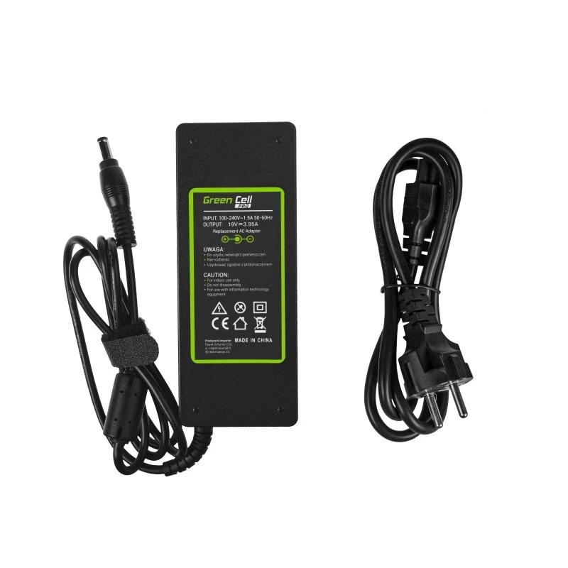 Power adapter Green Cell AD26AP 75W 19V AC-to-DC indoor laptop charger, black