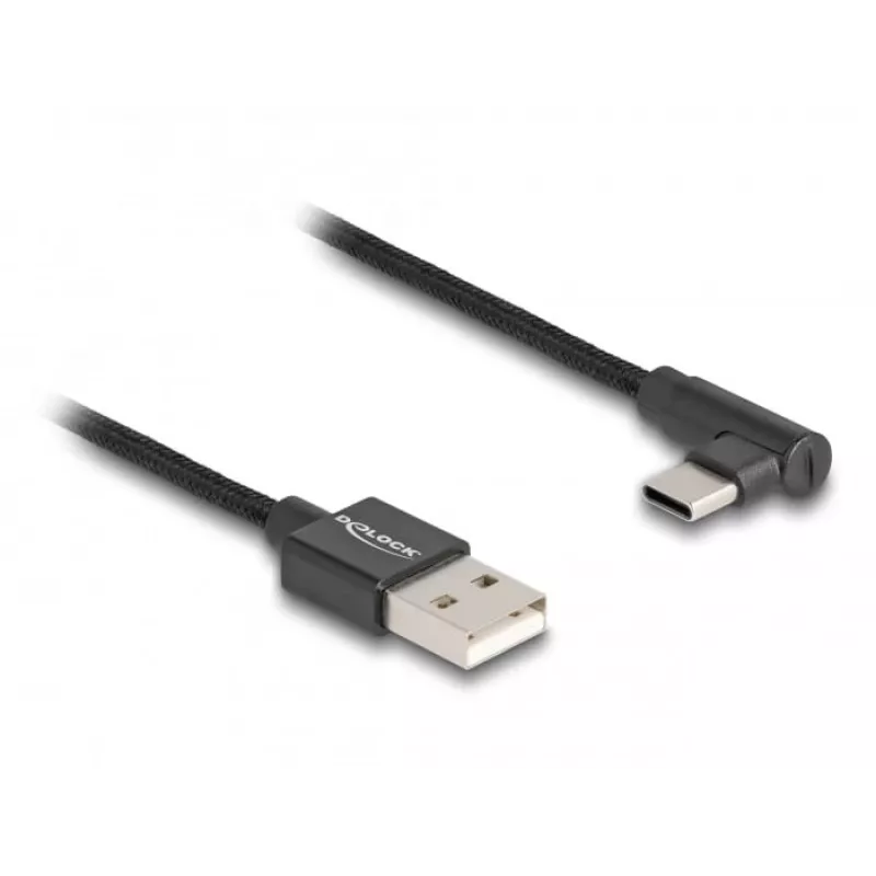 DeLOCK USB 2.0 Cable Type-A male to USB Type-C male angled 0.5 m black