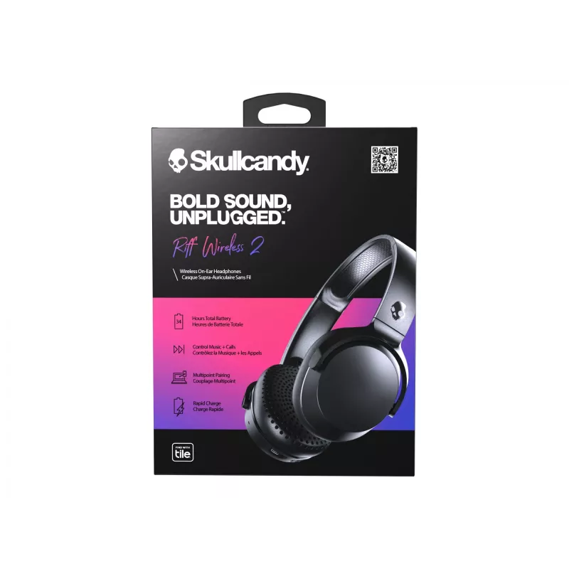 Skullcandy Riff Wireless 2 Headphones Over-Ear Built-in microphone 3.5 mm, USB Black Wireless Wireless
