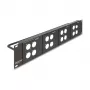 DeLOCK 88195 D-Type 19-inch patch panel with 4 plates, 16 ports, 2U, black