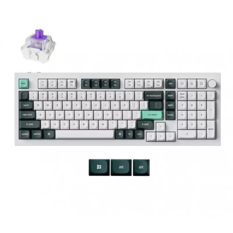 Mechanical Wireless Keyboard Keychron Q5 RGB White Shell, hot-swappable layout, compact 75% form