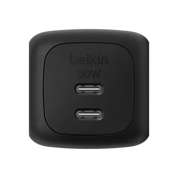 Indoor AC Fast Charger Belkin WCH019kqBK — 2× USB‑C, Black, OVP/OC/OT/SC Protection