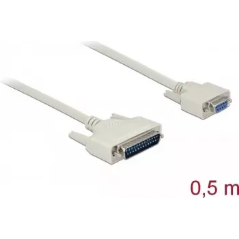 Serial cable DELOCK 86909, D-Sub 25 pin to D-Sub 9 pin, beige, 0.5 m