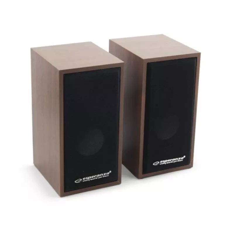 Speakers ESPERANZA EP122 2.0 wired desktop speakers, 2×6W RMS, wooden housing, rotary volume, 60–20000 Hz