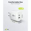 USB-C Dual-Fast Charger, PD, GaN, 65 Watt (White, 1x USB-C, 1x USB-A, Power Delivery)