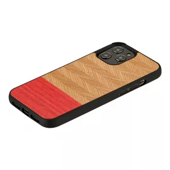 Protective phone case man and wood for iPhone 12 Pro Max — herringbone azalea black