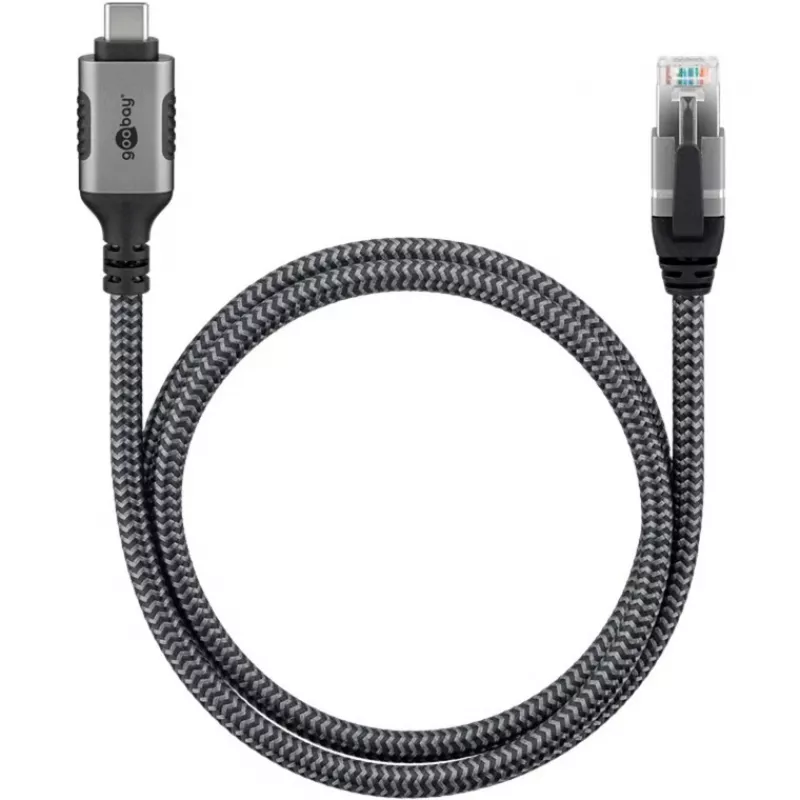 Goobay 70755 USB-C to RJ45 Ethernet CAT 6 Cable for Stable Wired Internet Connection with Router/Modem/Network Switch/Replaces USB to RJ45 Adapter / 1