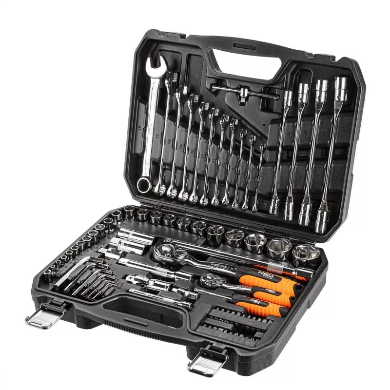 Socket wrenches 1/4, 1/2, set of 77, CrV