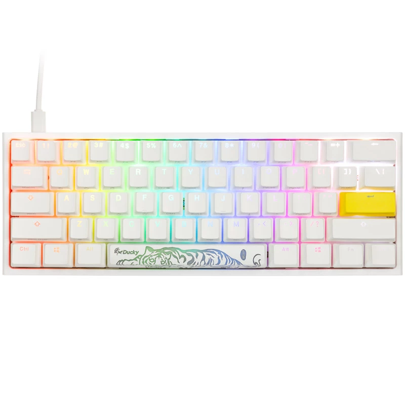 Ducky One 2 Pro Mini White Edition Gaming Keyboard, RGB LED - Gateron Yellow (US) (DKON2061ST-GUSPDWWTY2)