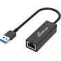 USB-A Ethernet Adapter MediaRange MRCS238 with RJ45 Port, 10/100/1000 Mbps, 20 cm, Black