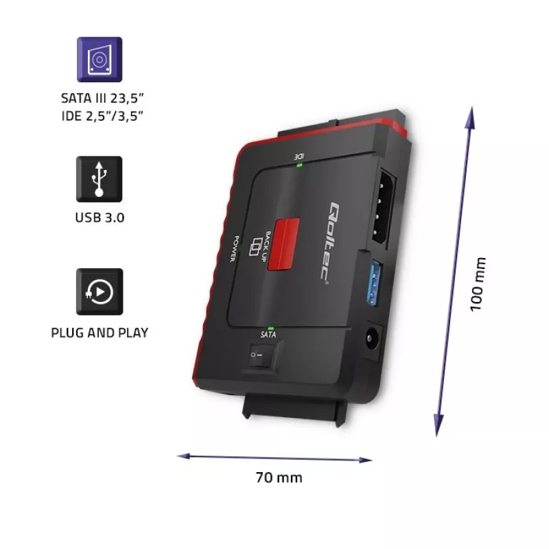 USB 3.0 to IDE SATA III Adapter QOLTEC 50645