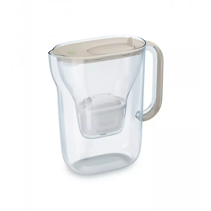 Water filter jug BRITA Style Essential pitcher, 2.4 L tank (1.4 L filtered), MAXTRA, flip-top lid, Sand
